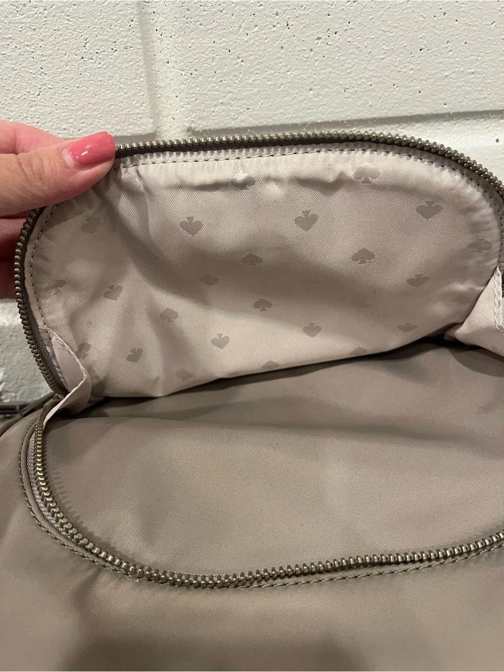 Kate Spade New York Sam Nylon Medium Backpack Beige Taupe Lightweight